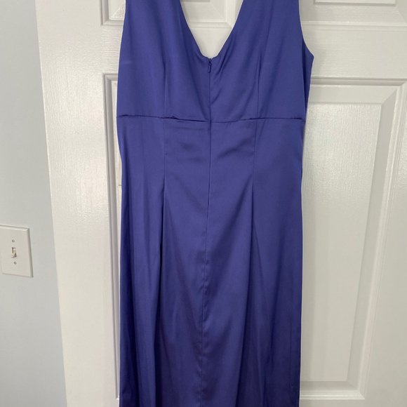 Donna Ricco V Neck Ruched African Violet Cocktail Dress - Picture 4 of 5